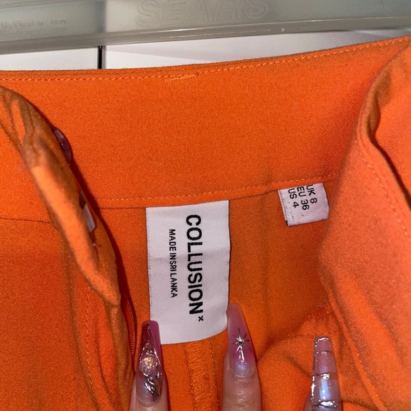 Wide Leg Orange Pants - Picture 2 of 3